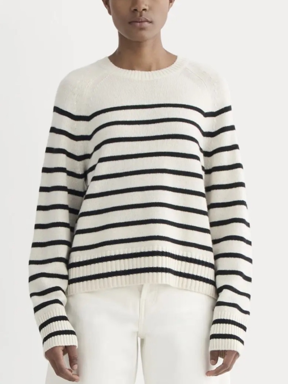 Everlane cashmere striped crewneck sweater